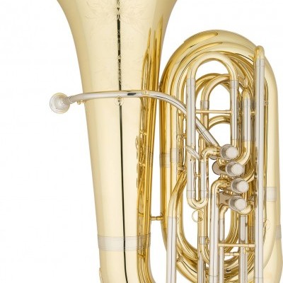 Tuba de metal dourado brilhante com tubos e botões