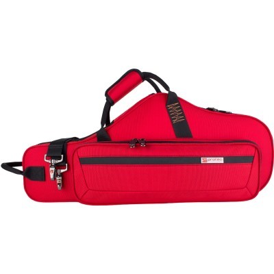 Estojo vermelho para instrumento musical com alças e bolso frontal