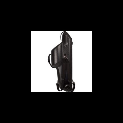 Estojo rígido preto para instrumento musical com alças e fechos