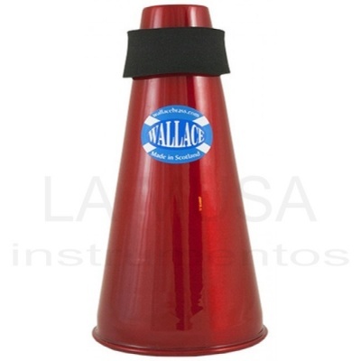 Mute vermelho de metal com anel de borracha preto e etiqueta azul WALLACE