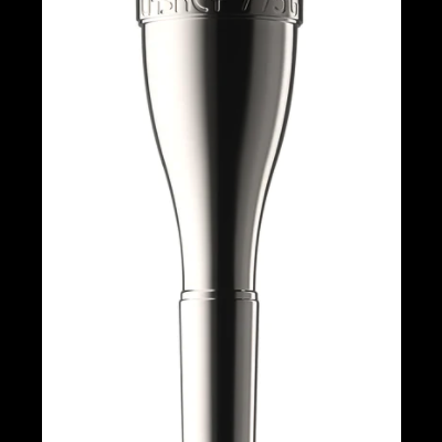 Bocal metálico prateado para instrumento de sopro com inscrição JASKEY 775G