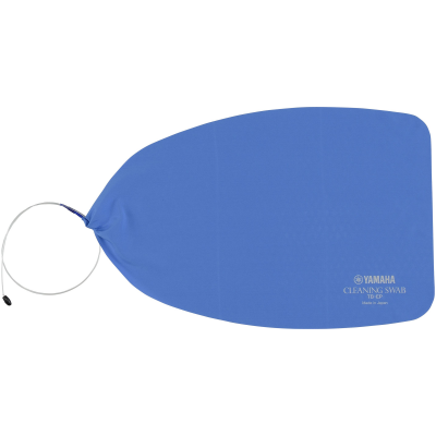 Pano de limpeza azul Yamaha com cordão branco e texto impresso.