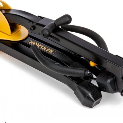 Suporte de parede dobrável para bicicleta preto e amarelo, marca HERCULES
