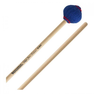 Baquetas de percussão com cabo de madeira e ponta azul