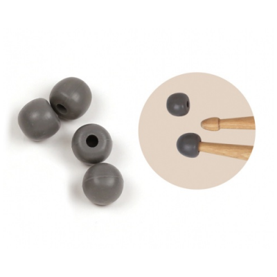 Pontas de borracha cinzentas para baquetas sobre fundo branco