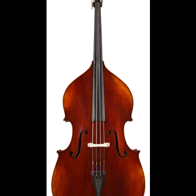 Contrabaixo acústico de madeira castanha com quatro cordas