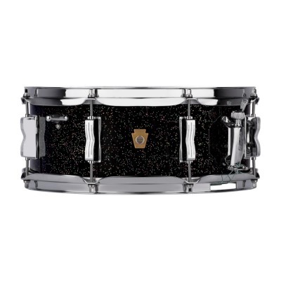 Caixa de bateria preta com glitter e acessórios metálicos prateados