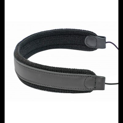 Bandolete preta almofadada com parte externa em couro e cabo