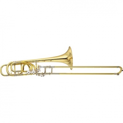 Trombone dourado com acabamento brilhante