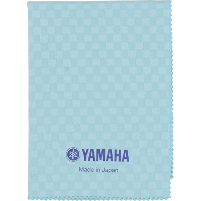 Pano de limpeza azul claro com logótipo YAMAHA e texto Made in Japan