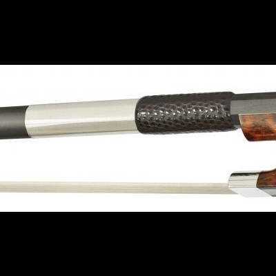 Arco para violino com madeira escura e detalhes em marrom e preto