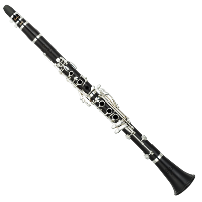 Clarinete preto com chaves prateadas