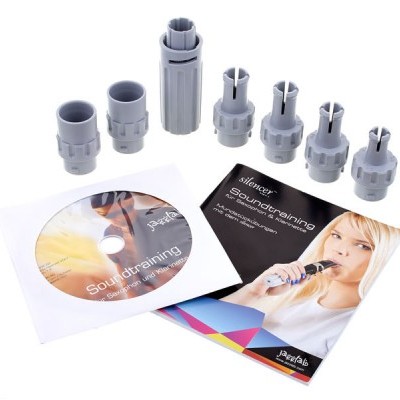 Kit de acessórios cinzentos para limpeza com CD e folheto da JLab para treino de som