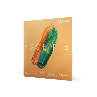 Pacote de cordas para viola D'Addario ASCENTÉ laranja com traço de tinta colorida