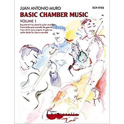 Capa livro música chamber basic com músicos aquarelados e texto