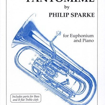 Capa de partitura musical com eufónio azul e texto do título e autor.