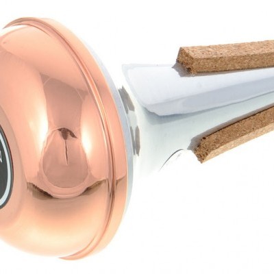 Cabo de trompete cromado com campânula cobre e almofadas de cortiça