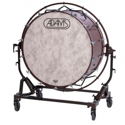 Bombo musical ADAMS com estrutura metálica castanha e suporte com rodas