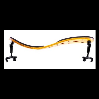 Suporte de braço para guitarra em madeira clara com gancho preto ajustável.