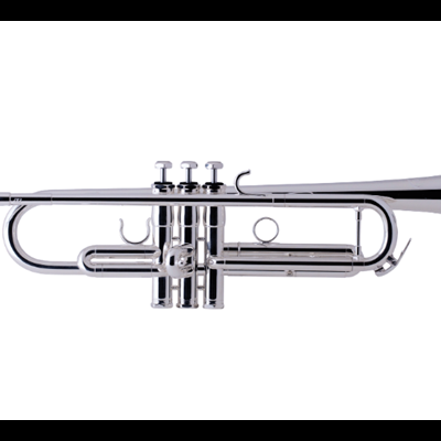 trompete prateado com três pistões