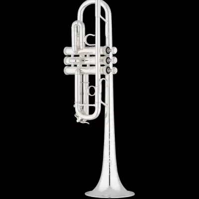 Trompete prateado com três pistões