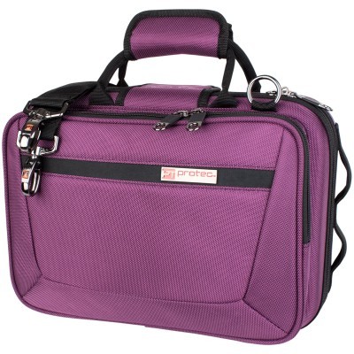 Mala de transporte Protec roxa com bolso frontal e pega acolchoada