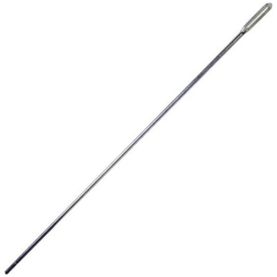 Vareta metálica comprida e fina prateada com extremidade em laçada