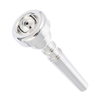 Bocal de metal prateado brilhante com relevo circular