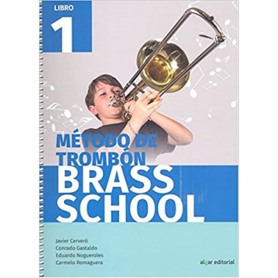 Capa de livro de método de trombone com criança tocando trombone