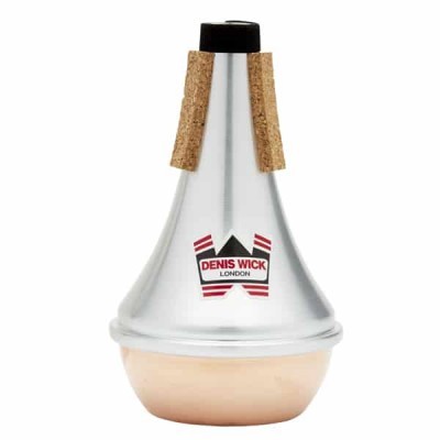 Surdina Denis Wick para trompete em metal prateado com base cobre e cortiça