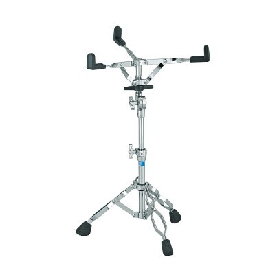 Suporte metálico cromado para caixa de bateria com pernas tripé e extremidades de borracha preta