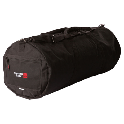 Mala desportiva preta redonda com bolso frontal e alça acolchoada