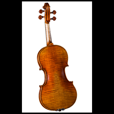 Violino em madeira castanha com veias visíveis