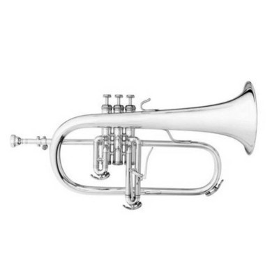 trompete de metal prateado com três pistões