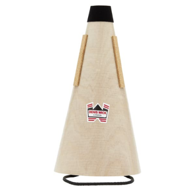 Sordina para trompete em madeira com etiqueta DENIS WICK LONDON.