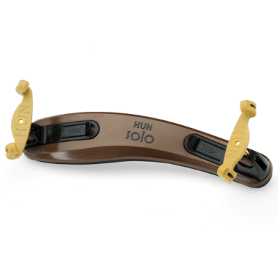 Suporte musical para violino Lyon Solo em madeira castanha com encaixes ajustáveis amarelos