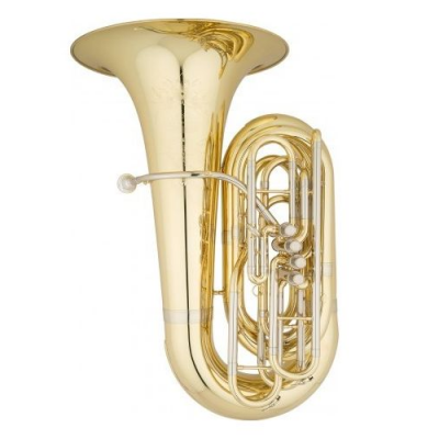 Tuba dourada em latão com válvulas e textura brilhante