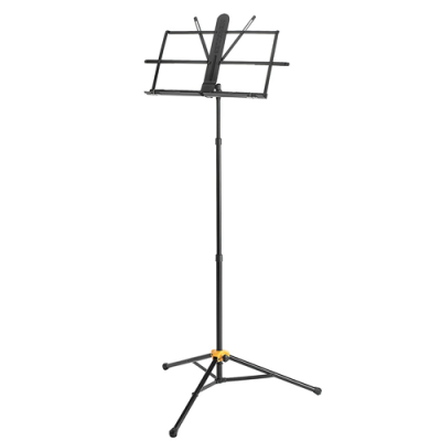 Suporte para partituras musical preto com base tripé e ajustador amarelo