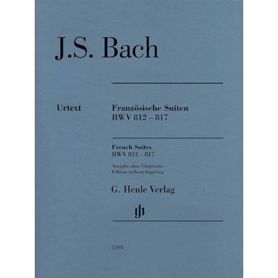 Capa de livro azul com texto preto de partituras musicais de J.S. Bach.