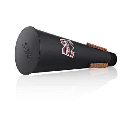 Surdina para trompete preta com feltro castanho e logo colorido