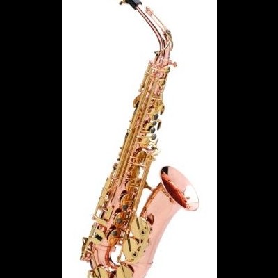 Saxofone alto dourado e cobre com bocal preto