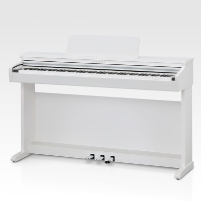 Piano digital branco com 88 teclas e três pedais