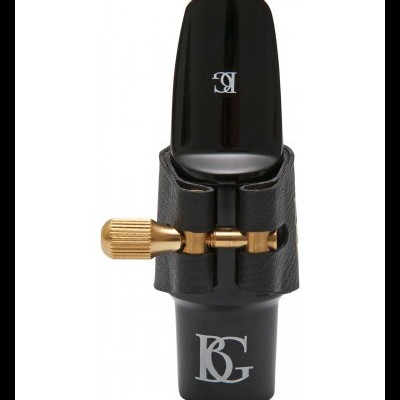 Boquilha preta para instrumento de sopro com ajuste dourado e marca BG