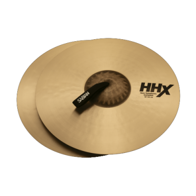 Par de pratos de percussão HHX dourados com alça preta