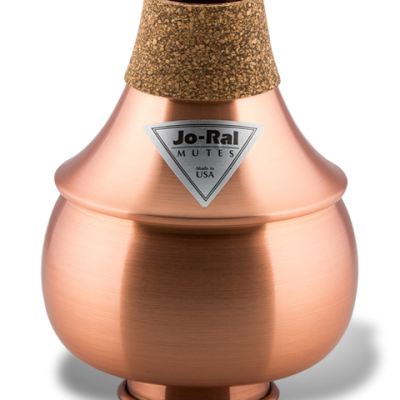 Silenciador de metal cor de cobre com anilha de cortiça e etiqueta triangular Jo-Ral Mutes