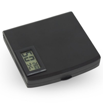 Caixa preta quadrada com visor digital