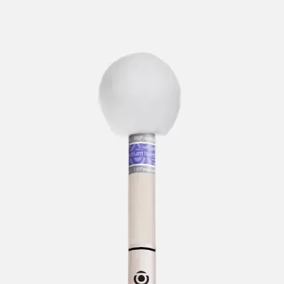 Bastão de amplitude de som com cabeça esférica branca e etiqueta roxa