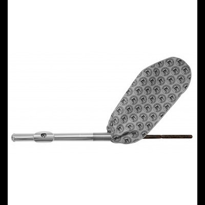 Remo dobrável metálico com pá cinza e padrão preto