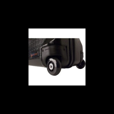 Mala de viagem preta com rodas e etiqueta Samsonite