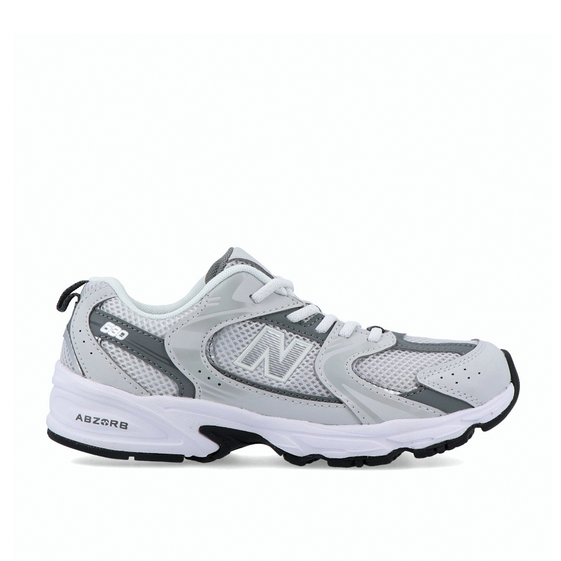 Sapatilha New Balance 530 Tênis desportivo cinza e branco New Balance ABZORB modelo 639